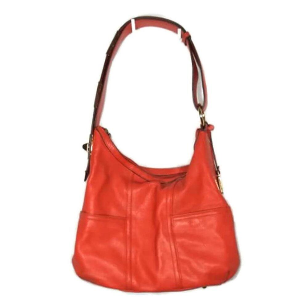Tignanello Orange Leather Hobo Shoulder Bag Purse